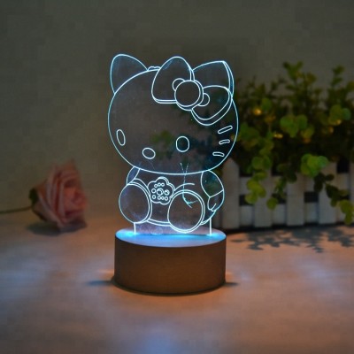 Kids Bedroom Cat shape led lamp Color-Changing USB Night Light Decor 3D Illusion LED Projector Lamp