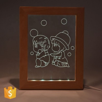 Latest style wooden lighting photo frame,3D led photo frame light